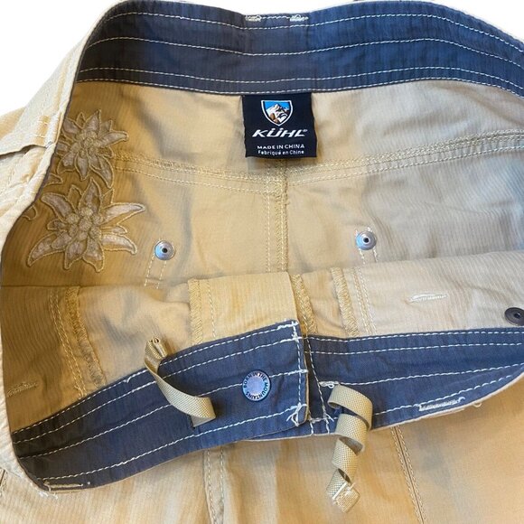 Kuhl Kendra Capri Pants SAMPLE Womens 6 Drawtring Emroidered Stretch Long Shorts - Picture 6 of 7